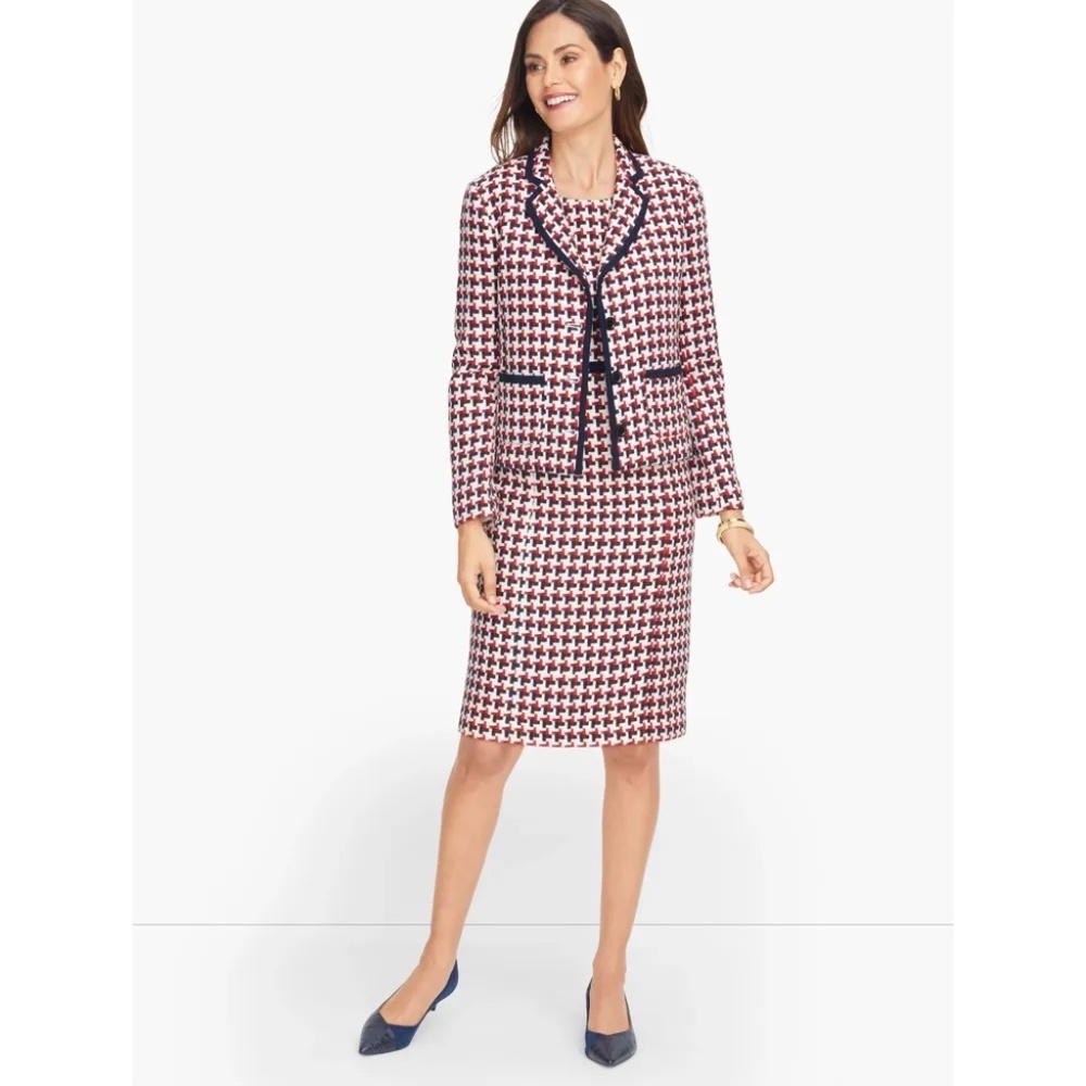 Talbots Luxe Woven Bold Houndstooth 2-piece Set - Dress/Blazer - size 4
